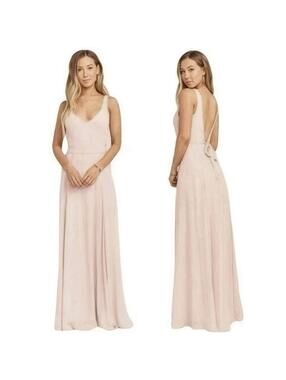 Show Me Your MuMu Jenn Maxi Dress Dusty Blush Crisp Chiffon Low Back Medium